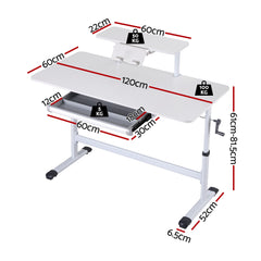 Artiss Standing Desk Height Adjustable Workstation Computer Desks Study 120CM White
