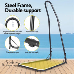 Gardeon Hammock Chair Stand Heavy Duty Steel Frame Black