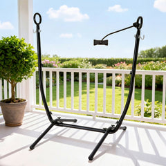 Gardeon Hammock Chair Stand Iron Frame w/Phone Holder Black