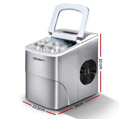 Devanti Portable Ice Maker Commercial Machine Ice Cube 2L Bar Countertop Silver