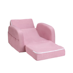Keezi Kids Sofa 1 Seater Children Flip Open Couch Lounger Armchair Soft Pink