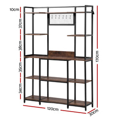 Artiss Kitchen Rack with 6 Hooks Microwave Storage Shelf 120cm x 170cm