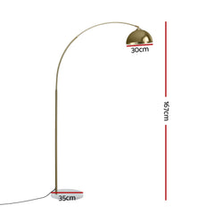 Artiss Modern Arched Floor Lamp Gold Brass Standing Heavy-Duty Marble Base for Living Room Bedroom