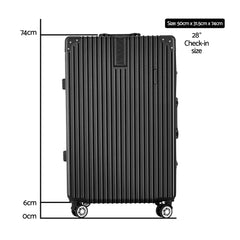 Wanderlite 28 Inch Luggage with TSA Lock Stainless?Steel?Wrapped?Corners Hard Shell Travel Suitcase Luggage Case Black