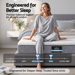 Giselle Bedding Queen Mattress 23cm Pocket Spring Mattress with Adjustable Firmness Reversible Foam Layer for Medium Firm & Firm Support Motion Isolation Bedroom Bed