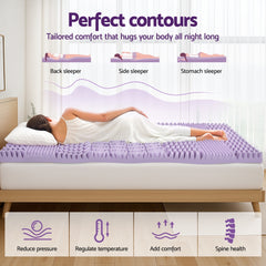 Giselle 8cm Memory Foam Mattress Topper Lavender Infused Bamboo Cover 7-Zone Queen