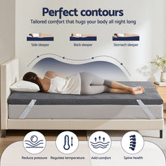 Giselle 8cm Memory Foam Mattress Topper Gel Dual Layer Foam Bamboo Queen