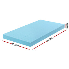 Giselle 12cm Memory Foam Mattress Topper Ventilated Cool Gel Bamboo Cover King Single
