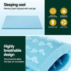 Giselle Bedding Memory Foam Mattress Topper Ventilated Cool Free Delivery