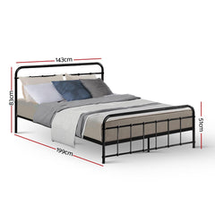 Artiss Bed Frame Metal Bed Frame LEO - Double (Black)