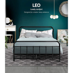 Artiss Bed Frame Metal Bed Frame LEO - Double (Black)