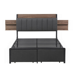 Artiss Metal Bed Frame Double Size with 2-Tier Hidden Storage with Charging