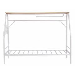 Artiss Single House Bed Frame Metal Canopy Bed Storage Shelf for Kids White