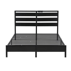 Artiss Bed Frame Double Size LED Metal Bed Base with Charging Station