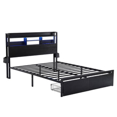 Artiss Bed Frame King with Charging Station Storage Organizer Drawers LED ZAC