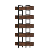 Artiss Bookshelf 5-Tier Bookcase Display Shelves Metal Storage Stand Rack Walnut