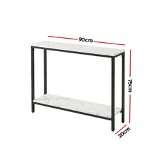 Artiss Console Table Entryway Hallway Display Desk Marble Effect White