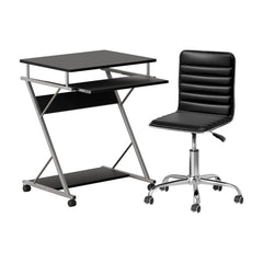 Artiss Computer Desk Office Chair Set Desks with Keyboard Shelf Try Black