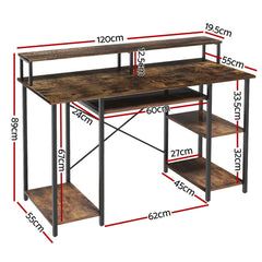Artiss Computer Desk Laptop Desks Home Office Study Table Open Shelf Brown 120CM