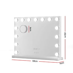 Embellir Makeup Mirror 58x45cm Hollywood Vanity with LED Light Tabletop White