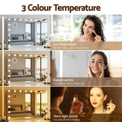Embellir 90x60cm Makeup Mirror Large Hollywood Vanity Mirror with 18 Dimmable
