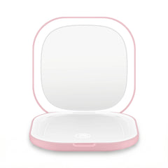 Embellir LED Compact Mirror Lighted Travel Makeup Mirror Pocket-Sized 1x 10x Magnification Square Pink - Free Delivery