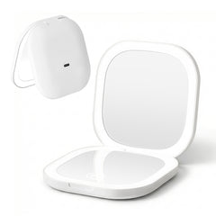 Embellir LED Compact Mirror Lighted Travel Makeup Mirror Pocket-Sized 1x 10x Magnification Square White - Free Delivery