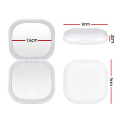 Embellir LED Compact Mirror Lighted Travel Makeup Mirror Pocket-Sized 1x 10x Magnification Square White - Free Delivery
