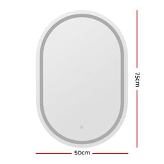 Embellir 2 LED Wall Mirror With Light 50X75CM Bathroom Decor Oval Mirrors Vanity