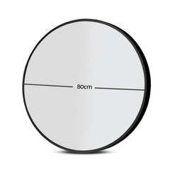 Embellir 2 Wall Mirror Makeup 80cm Home Decor Framed Mirrors Bathroom Round Black