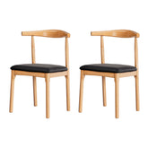 Artiss Set of 2 Dining Chairs Rubber Wood Leather Seat Black