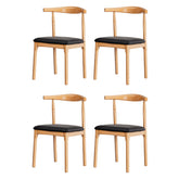 Artiss Set of 4 Dining Chairs Rubber Wood Leather Seat Black