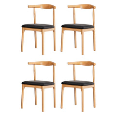 Artiss Set of 4 Dining Chairs Rubber Wood Leather Seat Black