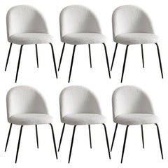 Artiss Dining Chairs Set of 6 Sherpa Boucle White