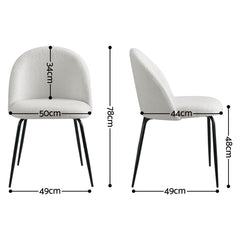 Artiss Dining Chairs Set of 6 Sherpa Boucle White