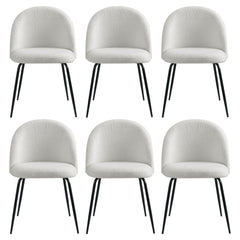 Artiss Dining Chairs Set of 6 Sherpa Boucle White