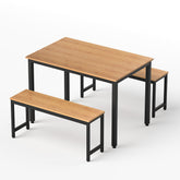 Artiss Dining Table and Chairs Set 3 Piece Kitchen Metal Desk Bench Natural Oak