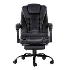 Artiss 2 Point Massage Office Chair PU Leather Footrest Black
