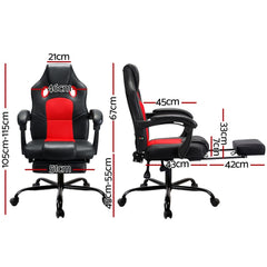 Artiss 2 Point Massage Gaming Office Chair PU Leather Red