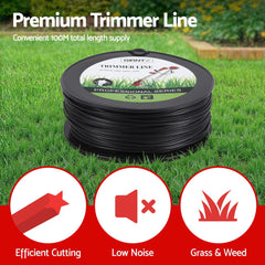 Giantz 100M Whipper Snipper Trimmer Line 3.0mm Star Nylon String Cord Black