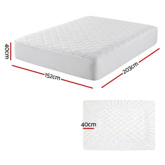 Giselle Waterproof Mattress Protector 100% Cotton Quilted Fitted Cover Queen - Free Delivery