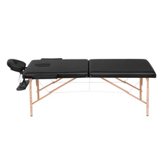 Zenses Massage Table 70cm Portable 2 Fold Wooden Beauty Waxing Therapy Bed Black