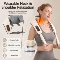 Livemor Neck Massager with Heat Pillow Shiatsu Shoulder Back Massager Pain Relief Tissue Kneading