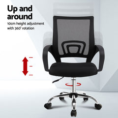 Artiss 2x Mesh Office Chair Mid Back Black