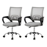 Artiss 2x Mesh Office Chair Mid Back Grey