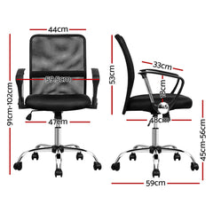 Artiss 2x Mesh Office Chair Mid Back Black