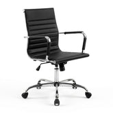 Artiss Office Chair Conference Chairs PU Leather Mid Back Black