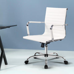 Artiss Gaming Office Chair Computer Desk Chairs Home Work Study White Mid Back