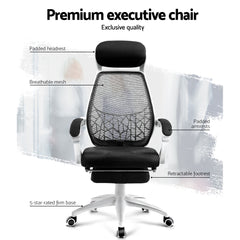 Artiss Mesh Office Chair Recliner Black White