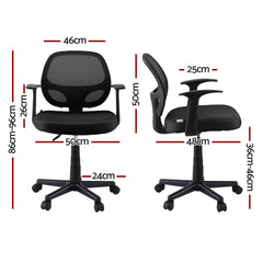 Artiss 2x Mesh Office Chair Computer Gaming Desk Chairs Work Study Mid Back Black